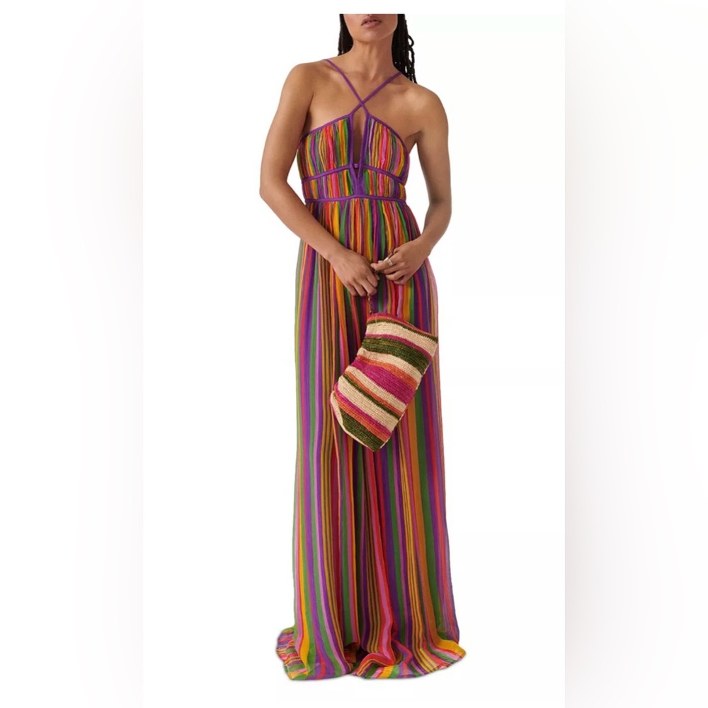 ba&sh ROMANE Rainbow Stripe Maxi Dress – Multicolor Maxi